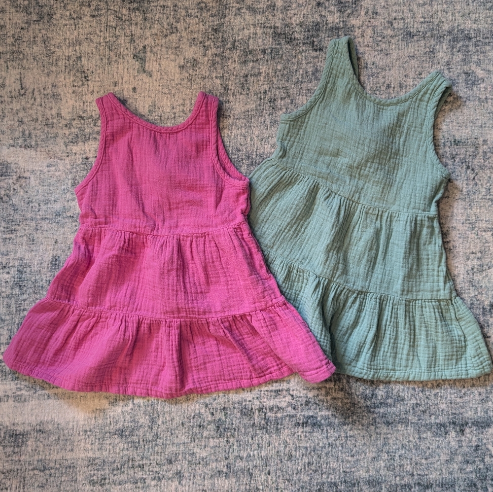 [SET OF 2] NWOT gauze dresses bow back with diaper covers